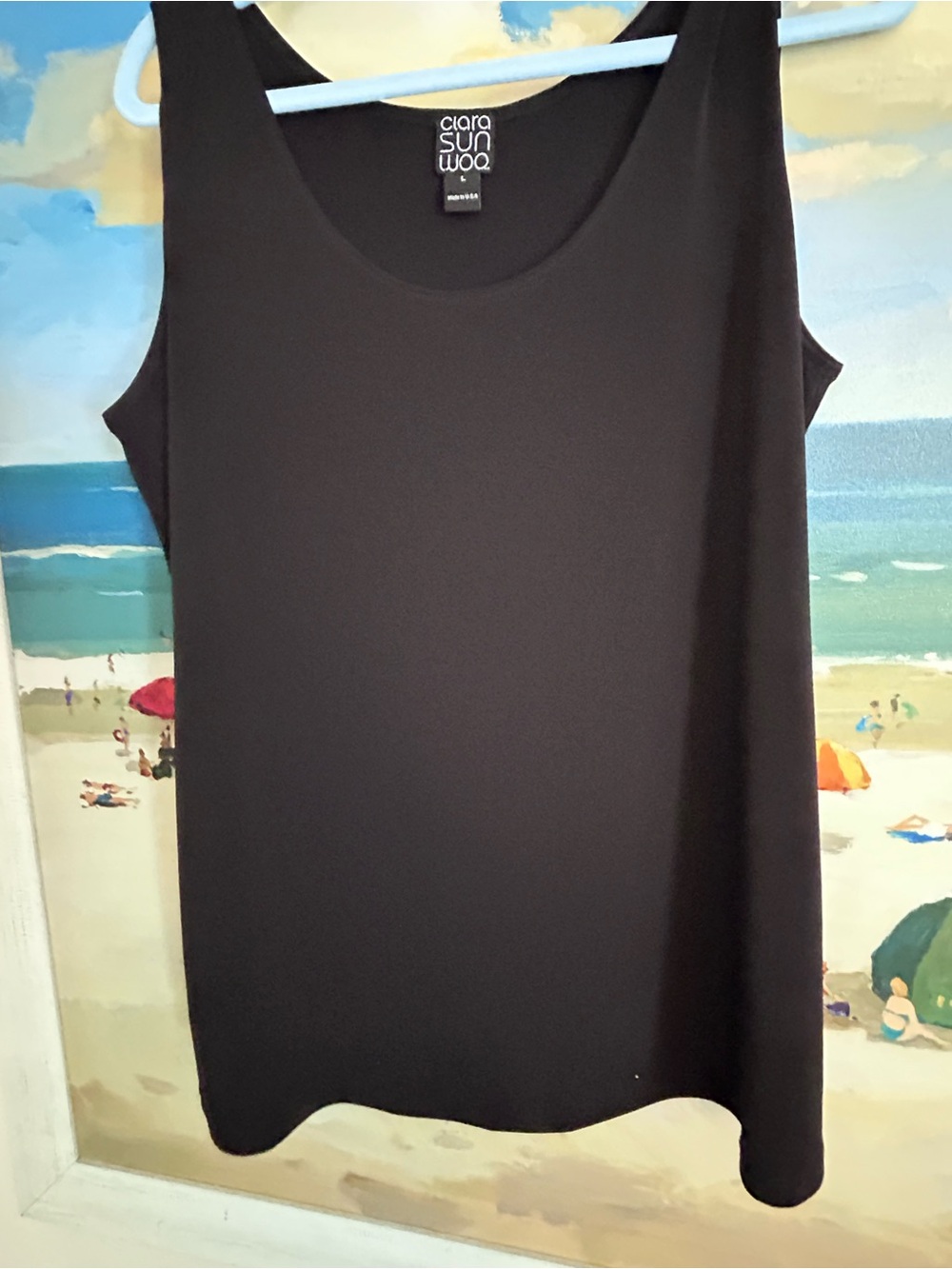 CLARA SUNWOO Black Scoop Neck Top L